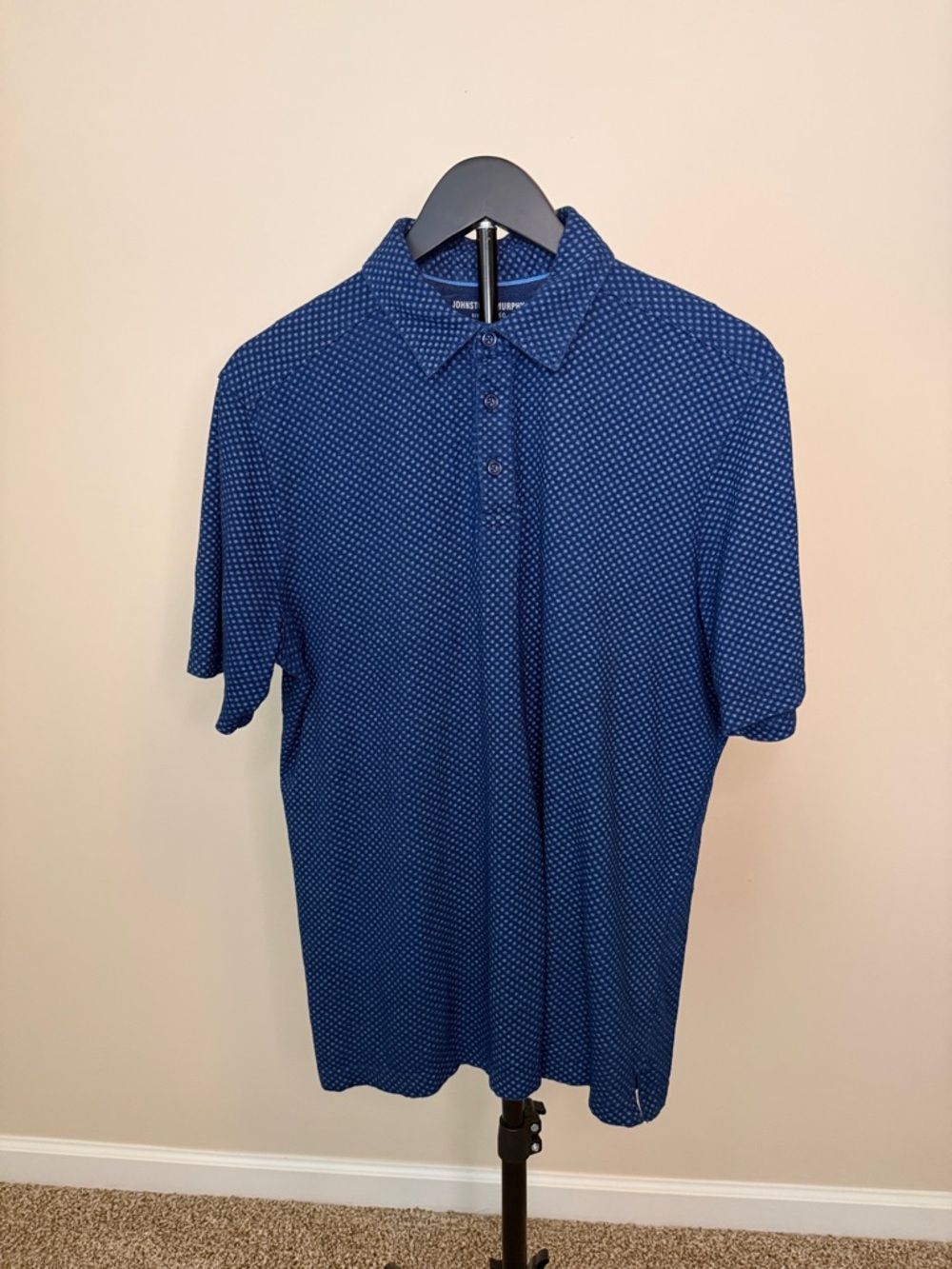 Johnston & Murphy Navy Blue Microdot Polo